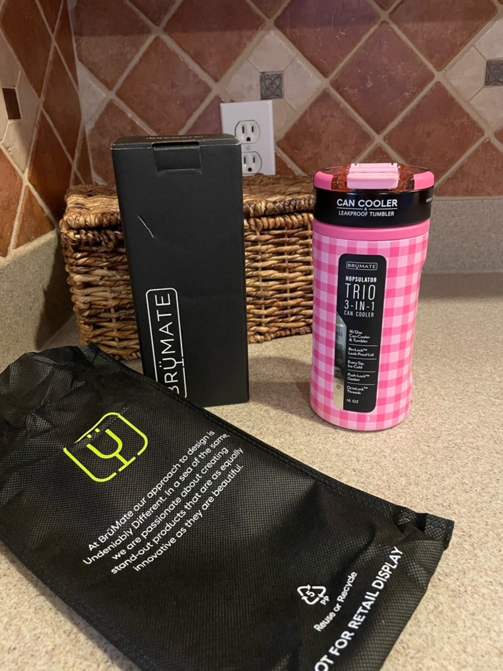 [SOLD]    BNIB Brumate x Madi Nelson PINK GINGHAM Hopsulator Trio **SOLD OUT**